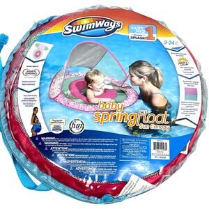 Swim Ways Baby Float with Sun Canopy 9-24 Months Summer Pool Toys Pink Girl New